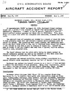 Investigation of Aircraft Accident NORTHWEST AIRLINES INC MINNEAPOLIS MINNESOTA 19580828