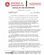 Department of Transportation Proposes Legislation for Foreign Air Transportation