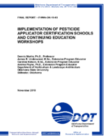 Implementation of Pesticide Applicator Certification Schools and Continuing Education Workshops November 2018