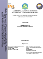 Safety Evaluation of Statewide OffHighway Vehicle Use in Alaska Crash Review On and Offroad System Use and Conflict Evaluation