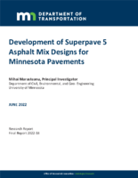 Development of Superpave 5 Asphalt Mix Designs for Minnesota Pavements