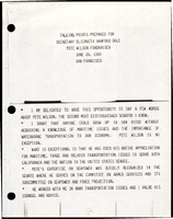 Talking Points Prepared for Secretary Elizabeth Hanford Dole Pete Wilson Fundraiser