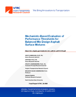 MechanisticBased Evaluation of Performance Thresholds for Balanced Mix Design Asphalt Surface Mixtures