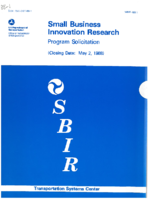 Small Business Innovation Research  Program Solicitation Closing Date  May 2 1988