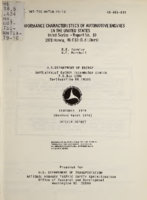 Performance Characteristics of Automotive Engines in the United States Third Series  Report No 10 1978 Honda 98 CID 16 Liters