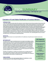 Evaluation of Crumb Rubber Modification of Louisiana Mixtures Technical Summary