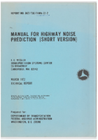 Manual for Highway Noise Prediction Short Version