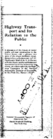 Highway Transport and Its Relation to the Public