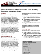 Performance and Improvement of Texas Poor Boy Continuous Bridge Deck Details Project Summary Report