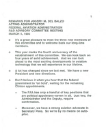 FAA Acting Administrator Joseph M Del Balzo Speeches March 1993