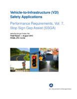 Vehicletoinfrastructure V2I safety applications  performance requirements vol 7 stop sign gap assist SSGA