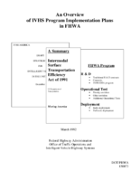 An Overview Of IVHS Program Implementation Plans In FHWA