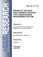 Review of the UDOT Procurement Process for a Maintenance Management System