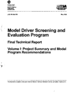 Model Driver Screening and Evaluation Program Volume 1 Project Summary and Model Program Recommendations