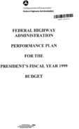 Federal Highway Administration Performance Plan for the Presidents Fiscal Year 1999 Budget
