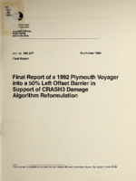 Final report of a 1992 Plymouth Voyager into a 50 left offset barrier in support of CRASH3 damage algorithm reformulation