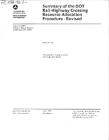 Summary of DOT RailHighway Crossing Resource Allocation Procedure  Revised