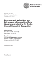 Development Validation and Fairness of a Biographical Data Questionnaire for the Air Traffic Control Specialist Occupation