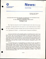 Remarks Prepared for Delivery by Secretary of Transportation Elizabeth Hanford Dole to the American Automobile Association