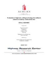 Evaluation of HighRate Settling Technology for Sediment Control in Roadway Construction Sites