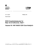 IVHS Countermeasures for RearEnd Collisions Task 1 Vol III 1991 NASS CDS Case Analysis