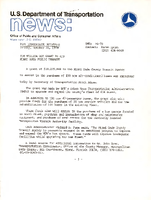 US Department of Transportation News Office of Public and Consumer Affairs UMTA 7678 18 Million DOT Grant to Aid Miami Area Public Transit