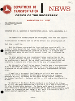 Statement by US Secretary of Transportation John A Volpe
