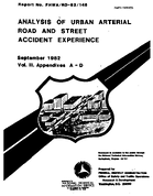 Analysis of Urban Arterial Road and Street Accident Experience Volume III  Appendixes AD