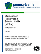 Maintenance Preservation Solution Matrix MPSM