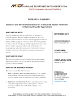 Hydraulic and environmental behavior of recycled asphalt pavement in highway shoulder applications  research summary
