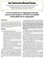 Control Guidelines for Aggregate Drainage Layers and Evaluation of InSitu Permeability Testing Methods for Aggregates Brief