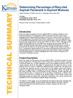 Determining Percentage of Recycled Asphalt Pavement in Asphalt Mixtures Summary