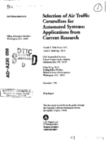 Selection of Air Traffic Controllers for Automated Systems  Applications from Current Research