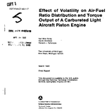 Effect of Volatility on AirFuel Ratio Distribution and Torque Output of a Carbureted Light Aircraft Piston Engine