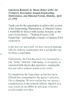 Speeches by FAA Acting Deputy Administrator Monte Belger 1994