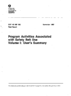 Program Activities Associated with Safety Belt Use Volume 1 Users Summary