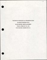 Remarks of Secretary of Transportation Elizabeth Hanford Dole at a Black History Month Luncheon