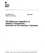 The Deterrent Capability of Sobriety Checkpoints Summary of the American Literature