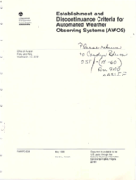 Establishment and discontinuance criteria for automated weather observing systems AWOS