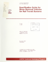 Specification Guide for Snow Removal Vehicles for Rail Transit Systems