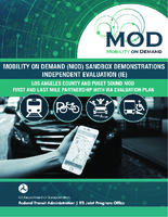 Mobility on Demand MOD Sandbox Demonstrations Independent Evaluation IE  Los Angeles County and Puget Sound MOD First and Last Mile Partnership with Via Evaluation Plan