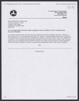 Department of Transportation News Releases 2001