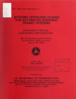 Systems Operation Studies for Automated Guideway Transit Systems Availability Model Functional Specification