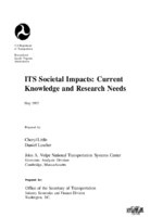 ITS Societal Impacts Current Knowledge and Research Needs