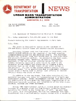 Department of Transportation News Urban Mass Transportation Administration UMTA 7582