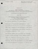 Statement of Ben Alexander Chairman Air Traffic Control Advisory Committee before the Subcommittee on Advanced Research and Technology House Committee on Science and Astronautics