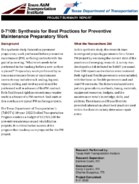 Synthesis for Best Practices for Preventive Maintenance Preparatory Work Summary