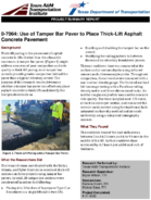 Use of Tamper Bar Paver to Place ThickLift Asphalt Concrete Pavement Summary