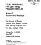 Court Procedures for Identifying Problem Drinkers Volume 2 Supplemental Readings
