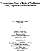 Transportation needs of eastern Washington fruit vegetable and hay industries